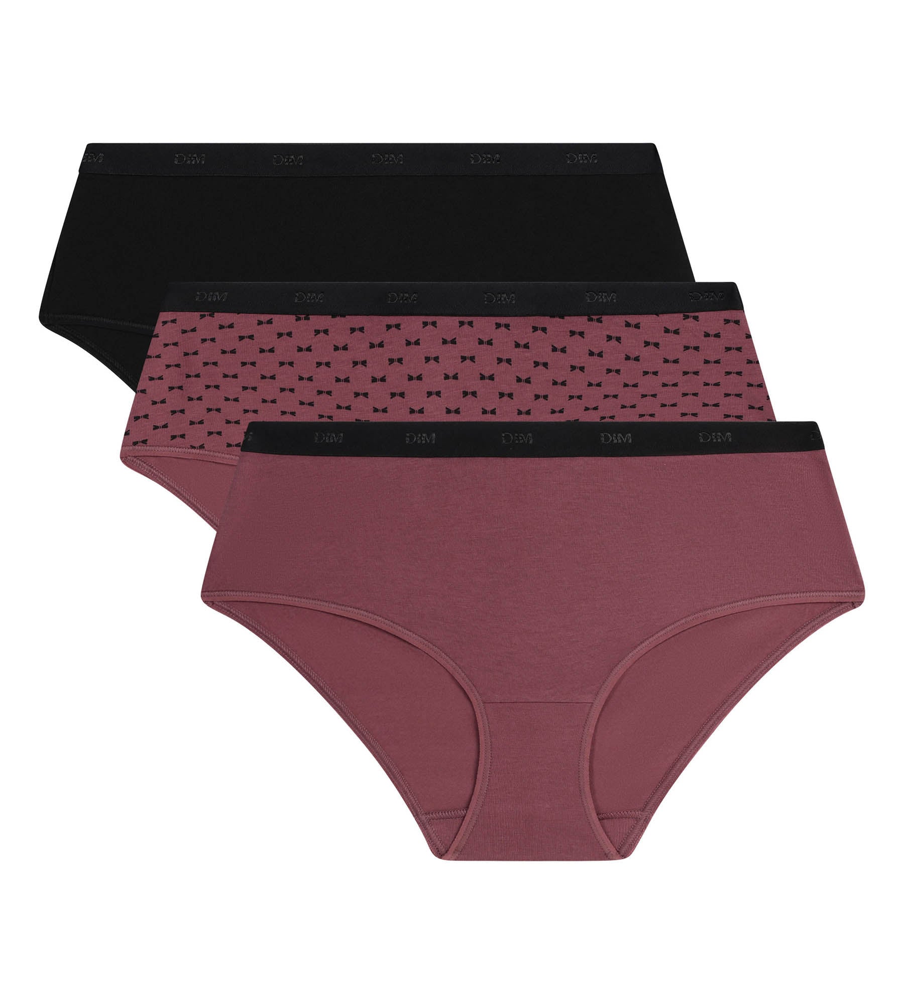 dim-les-pockets-lot-de-3-boxers-femme-coton-noir-prune image 5