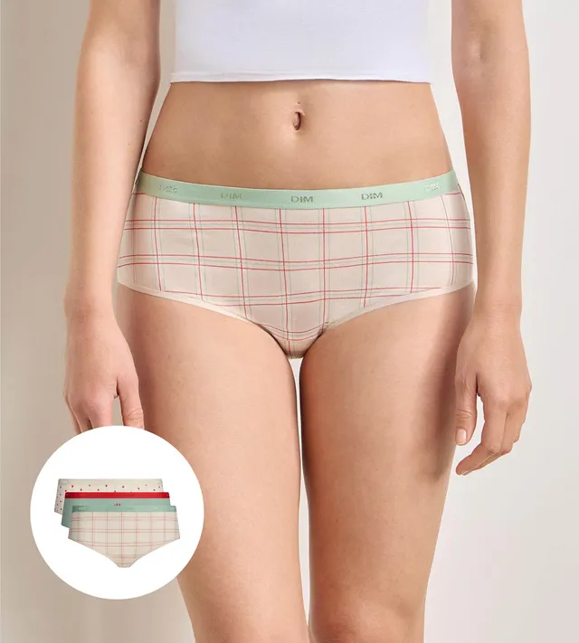 dim-les-pockets-lot-de-3-shortys-coton-fleurs-douces image 1