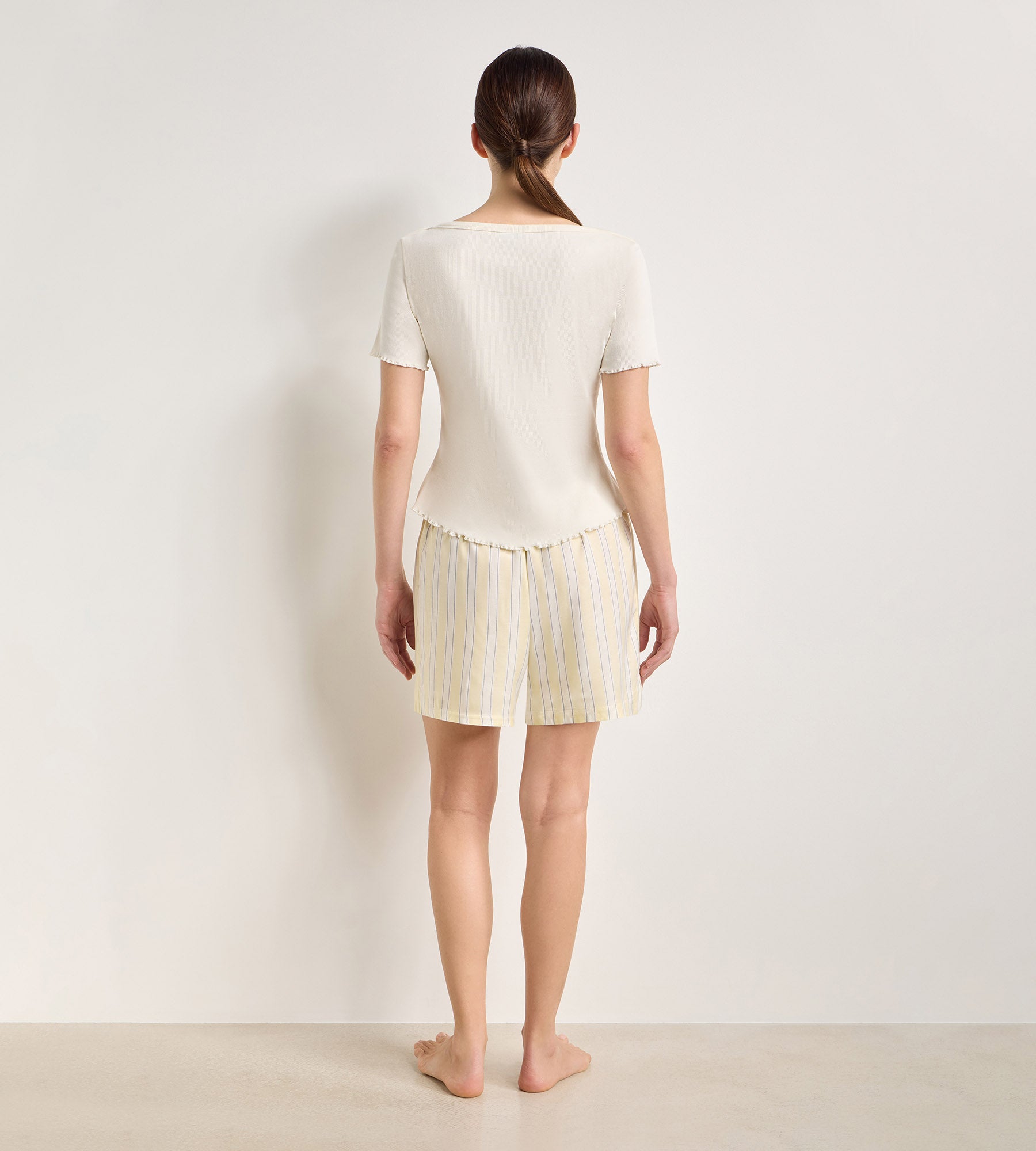 dim-slow-days-fresh-vibes-top-manches-courtes-col-bateau-coton-cru image 2