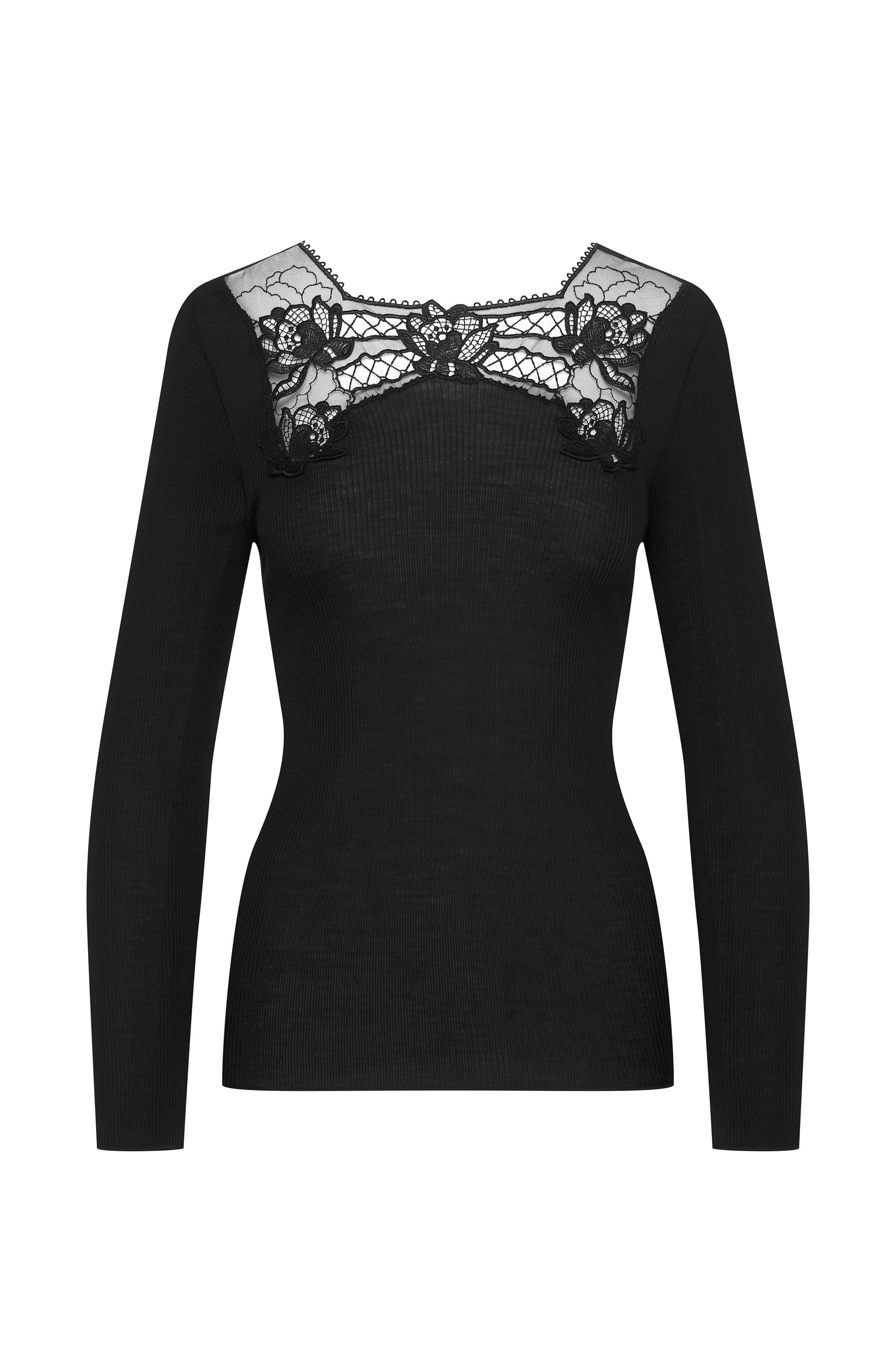 cadolle-top-laine-soie-noir-dentelle image 1
