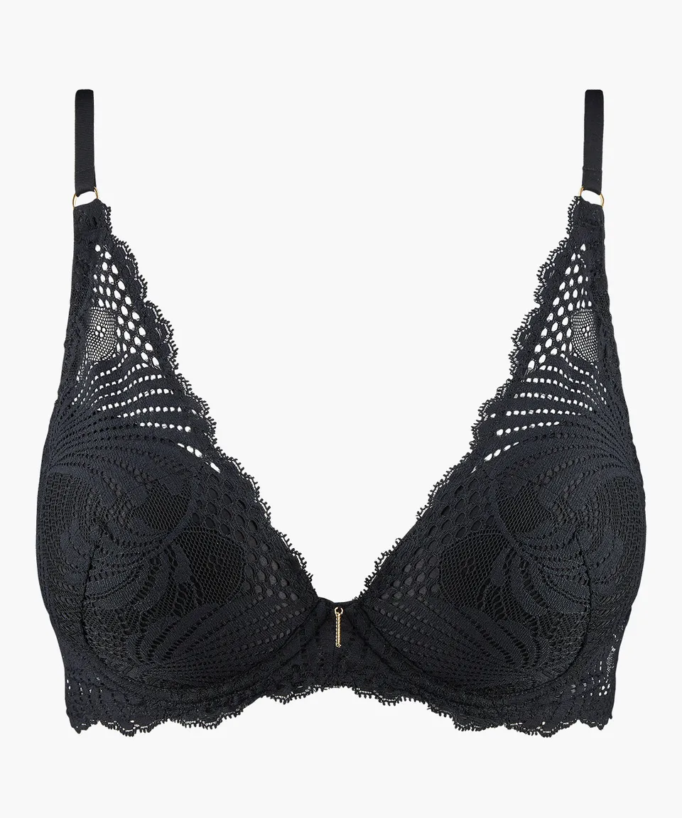 aubade-rythm-of-desire-soutien-gorge-plunge-foulard-noir image 1