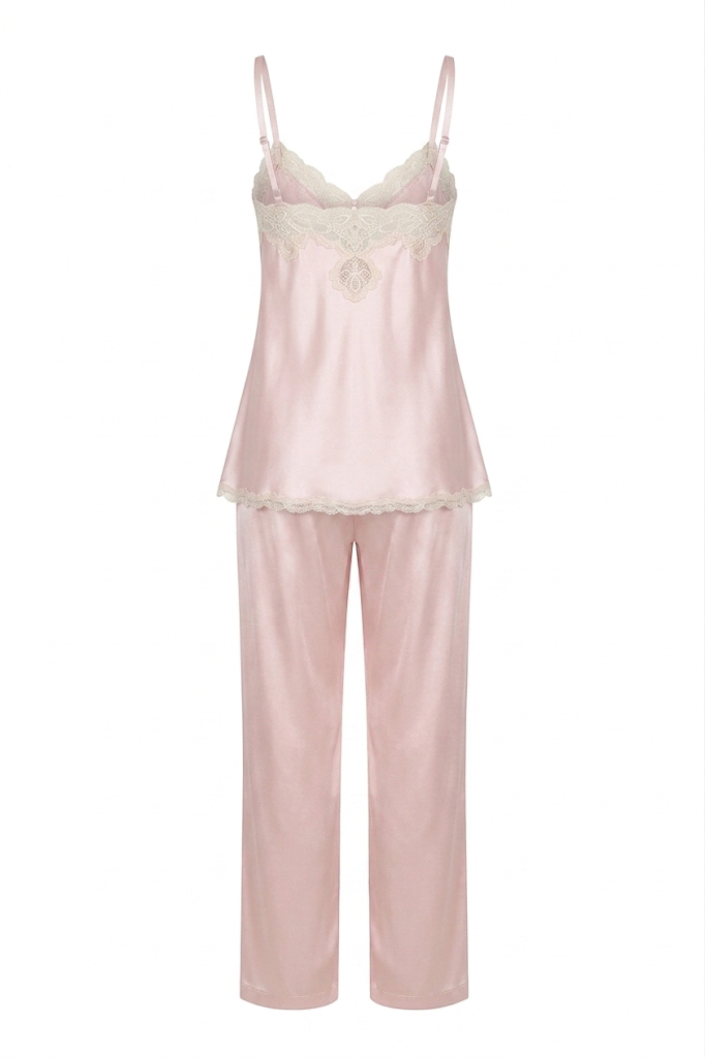 cadolle-pyjama-soie-rose-ensemble-dentelle-et-soie image 2