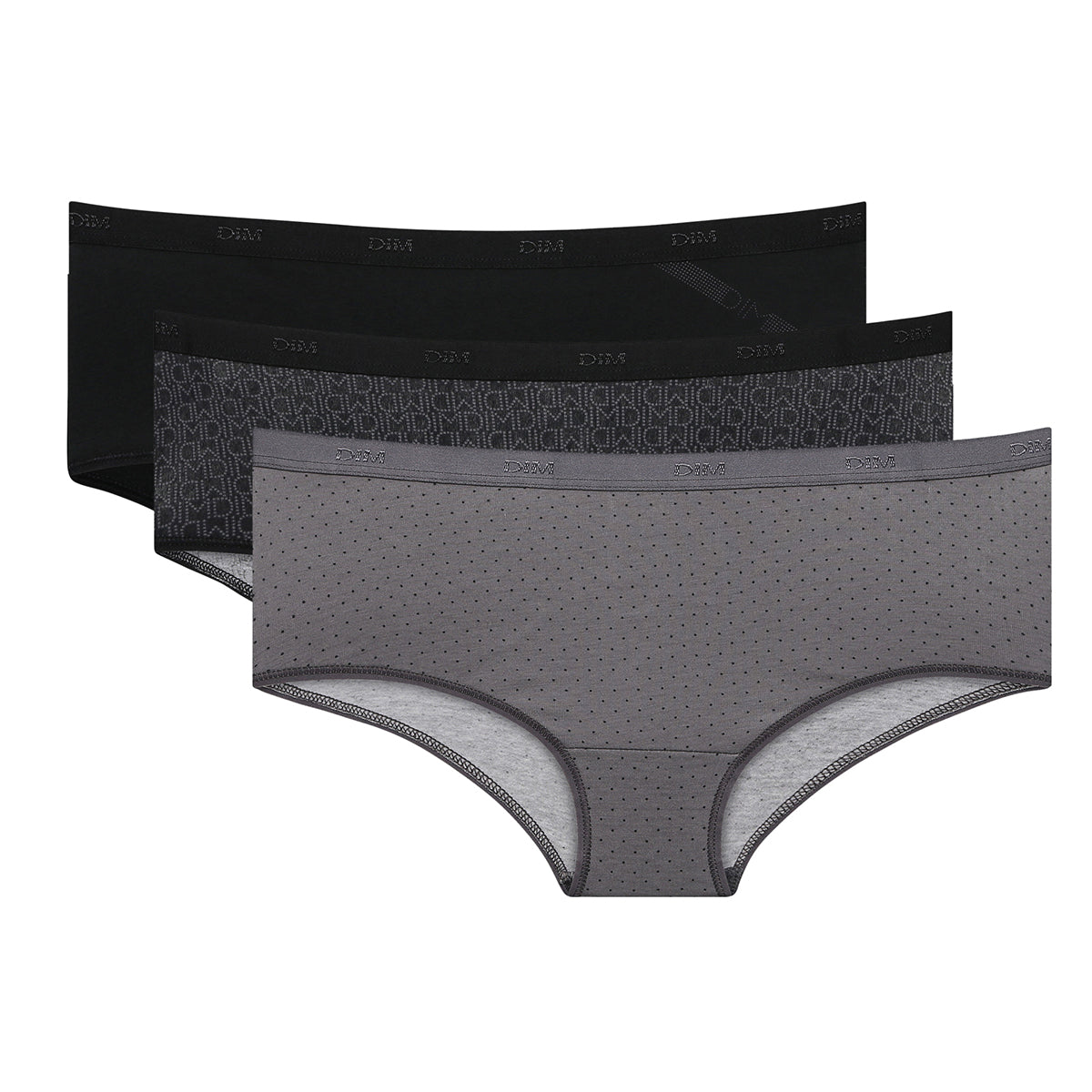 dim-les-pockets-lot-de-3-boxers-femme-coton-noirs image 3