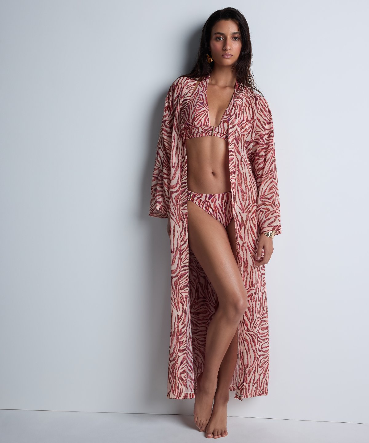 aubade-beach-walk-kimono-long-ample-pink-tiger image 3