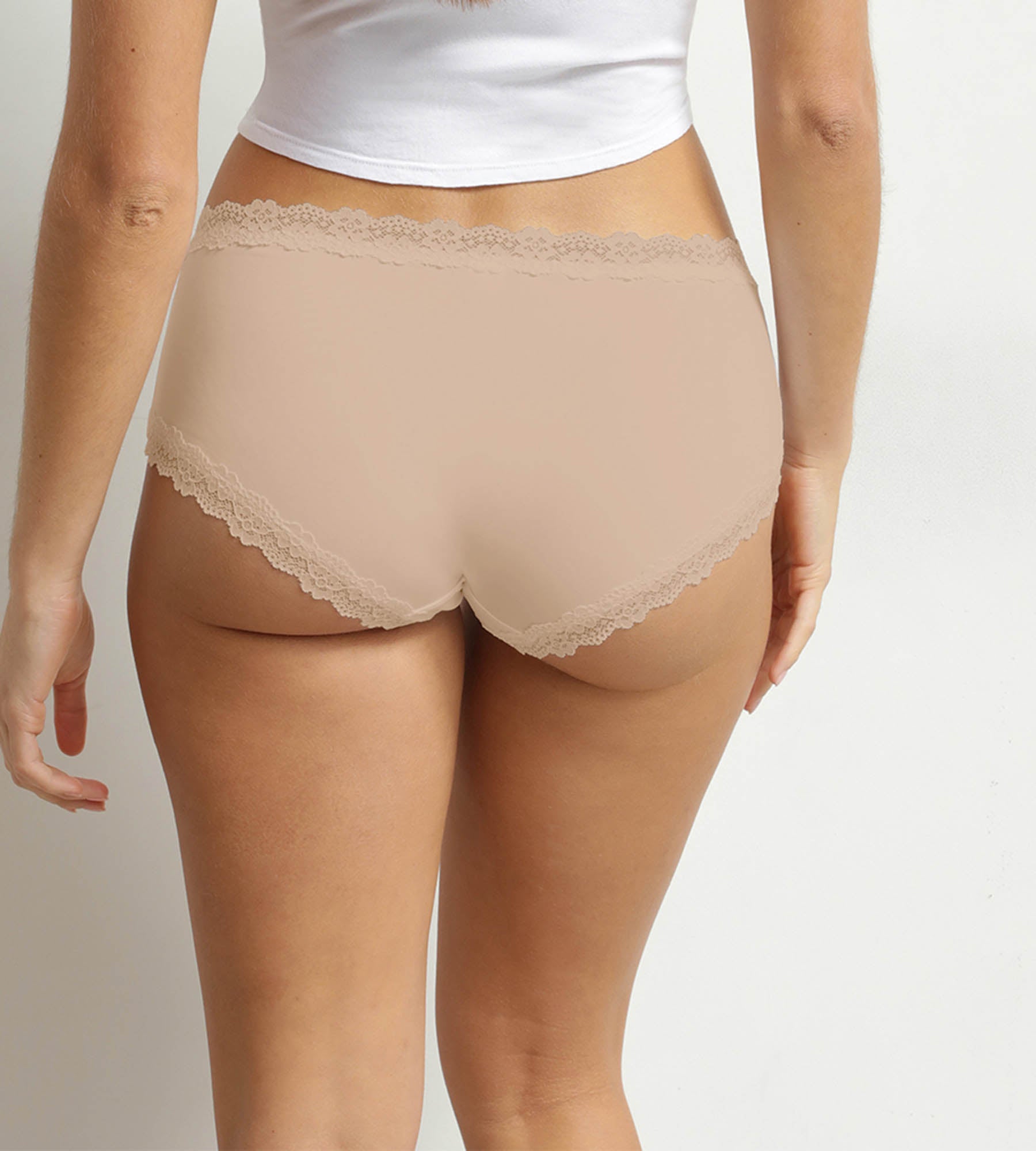 dim-microfibre-mini-lace-boxer-femme-dentelle-nude image 2