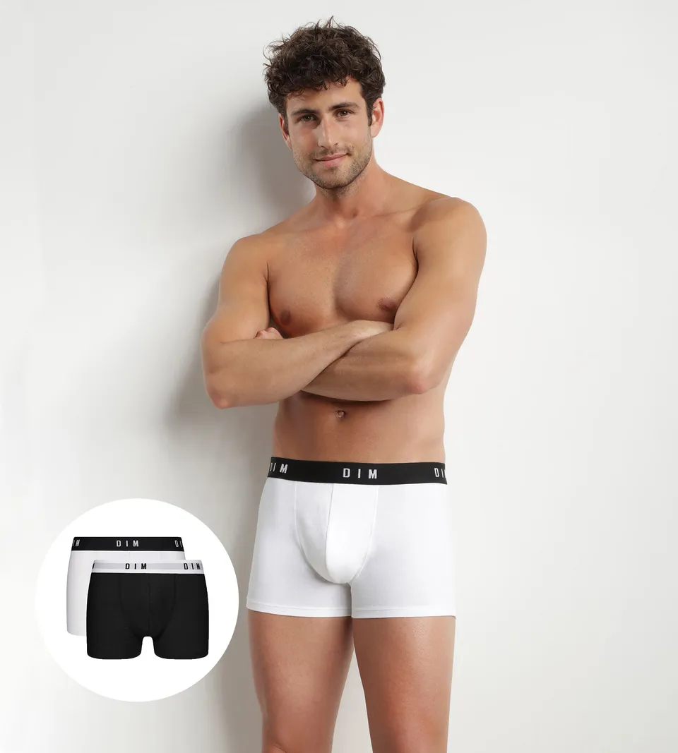 dim-originals-lot-de-2-boxers-homme-coton-stretch-noir-blanc-ceinture-r-tro image 1