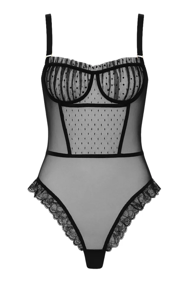 cadolle-body-plumetis-noir-cocotte image 1