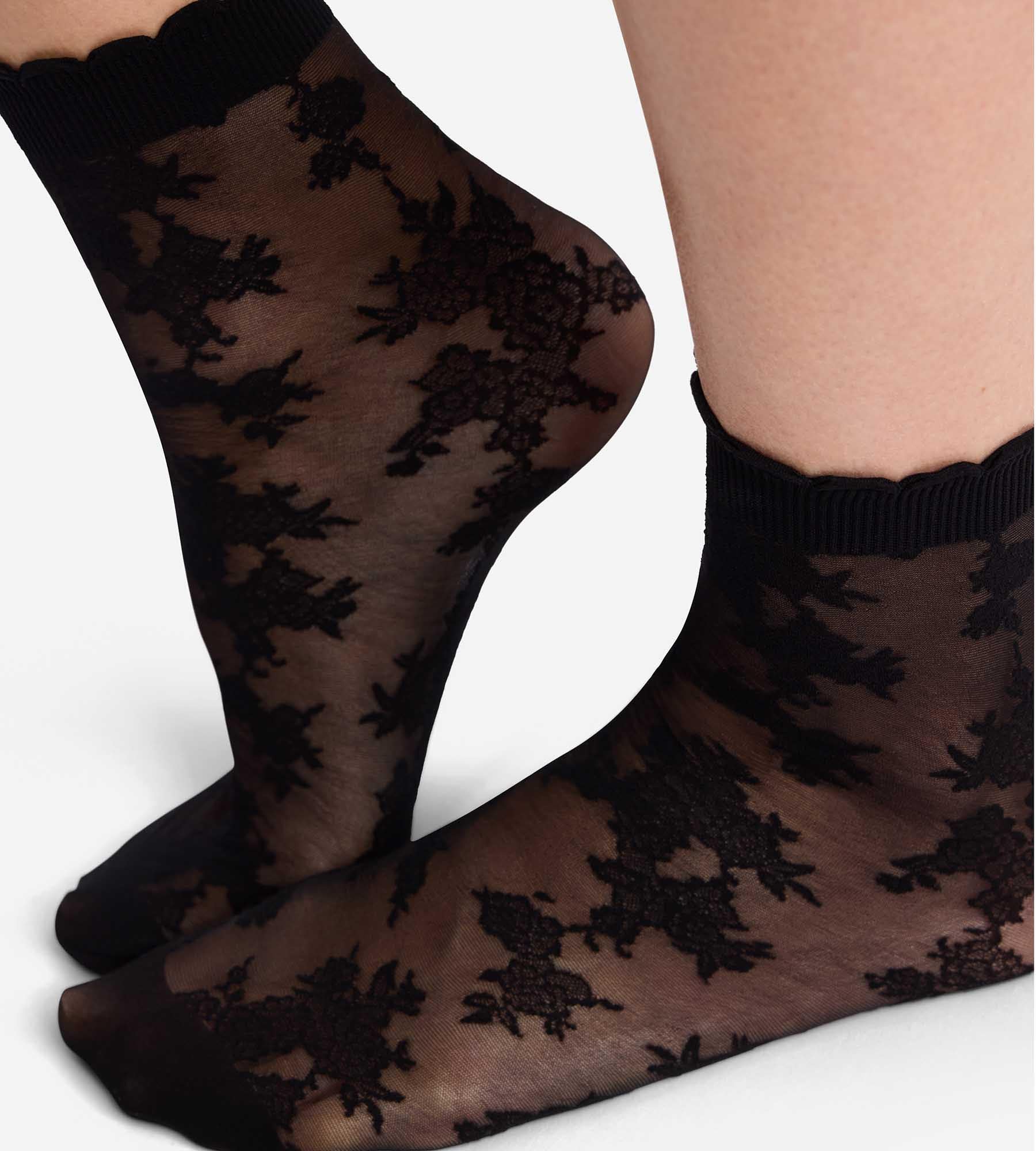 dim-socquettes-femme-la-dentelle-florale-noir image 3