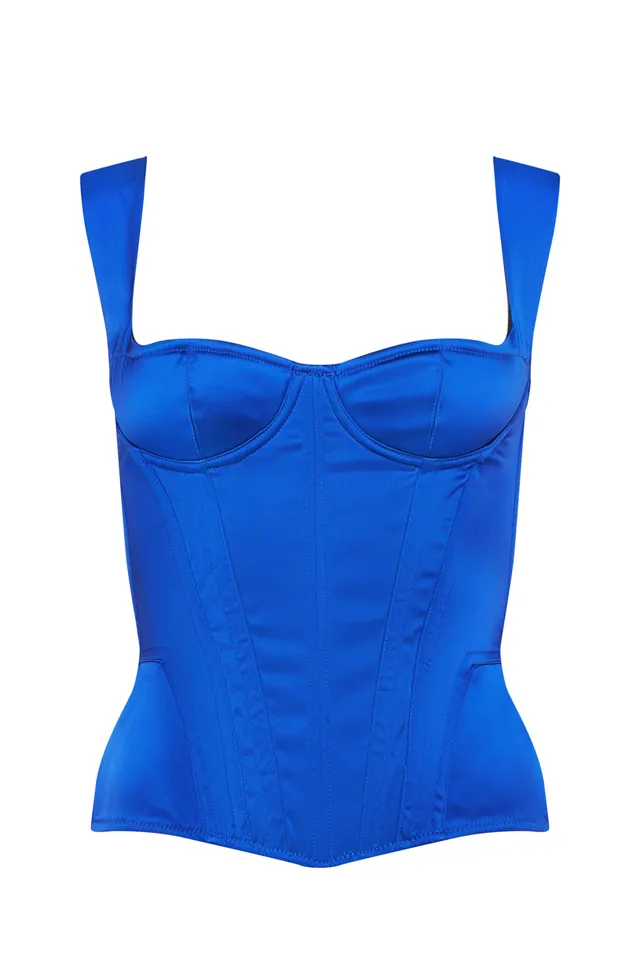 cadolle-bustier-daisy-satin-bleu-klein-corset image 1