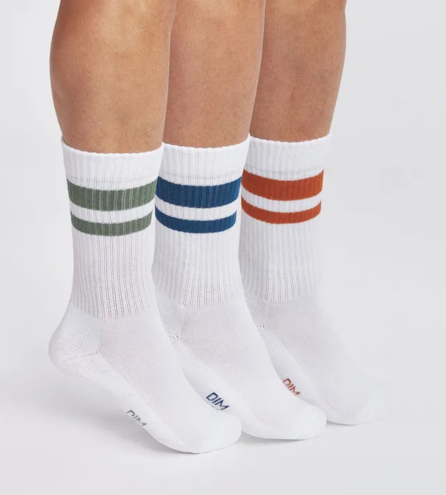 dim-lot-de-3-paires-chaussettes-homme-coton-blanc-vert-ecodim-sport image 1