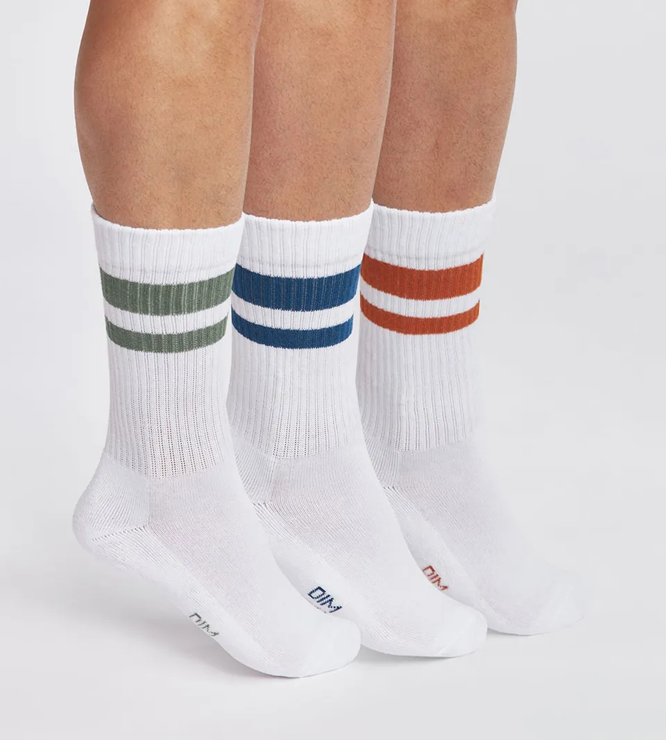 dim-lot-de-3-paires-chaussettes-homme-coton-blanc-vert-ecodim-sport image 1