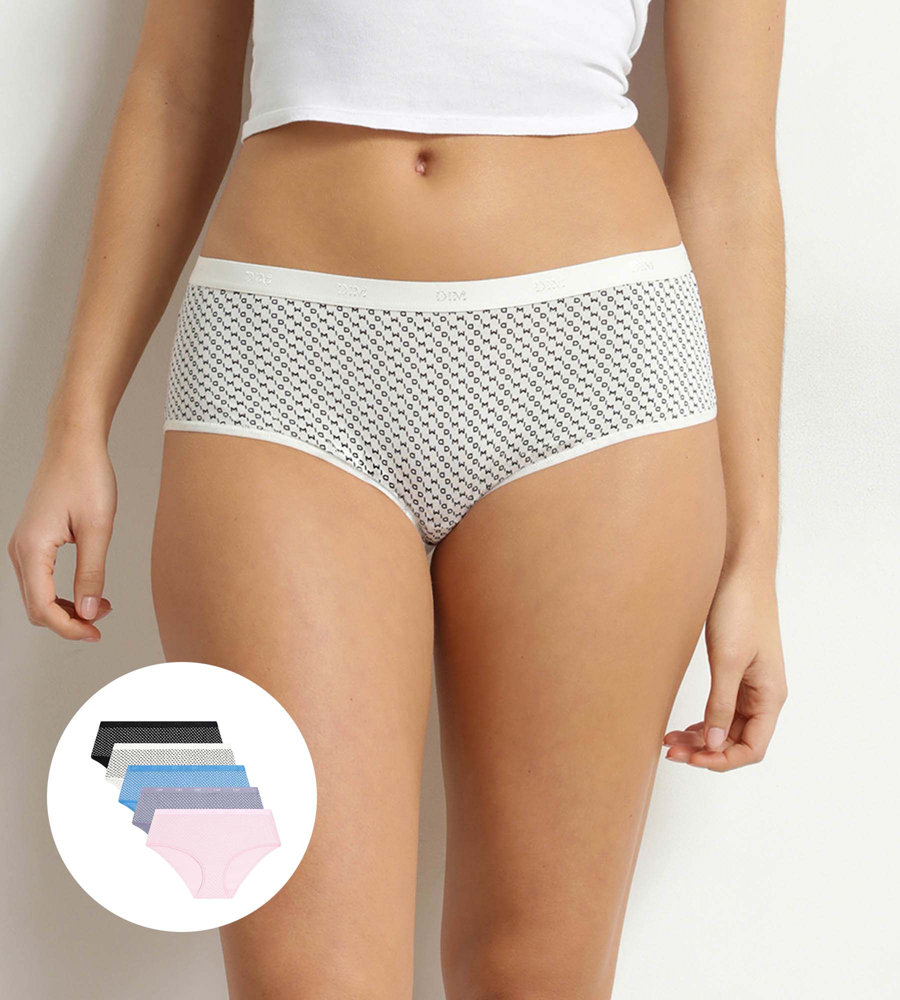 dim-les-pockets-lot-de-5-boxers-femme-coton-stretch-logo image 1