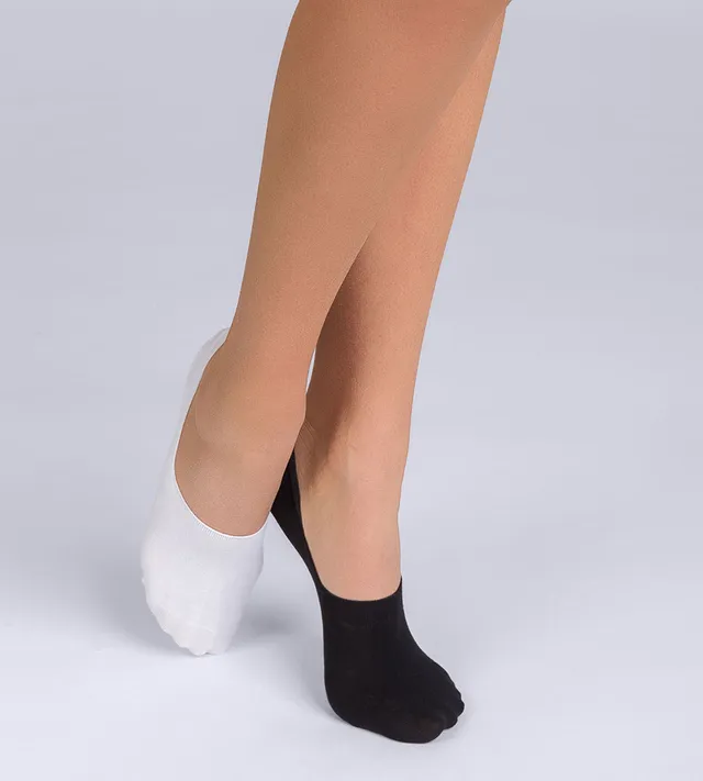 dim-basic-coton-lot-de-2-prot-ge-pieds-femme-noir-et-blanc image 1