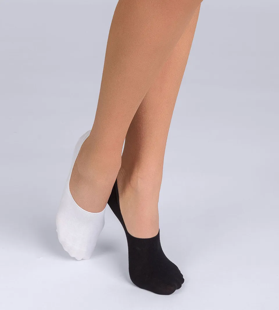 dim-basic-coton-lot-de-2-prot-ge-pieds-femme-noir-et-blanc image 1