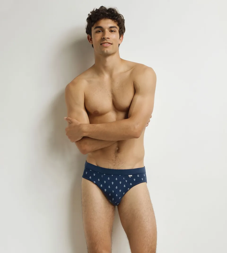 dim-classic-coton-slip-homme-noir-motif-gouttes image 1