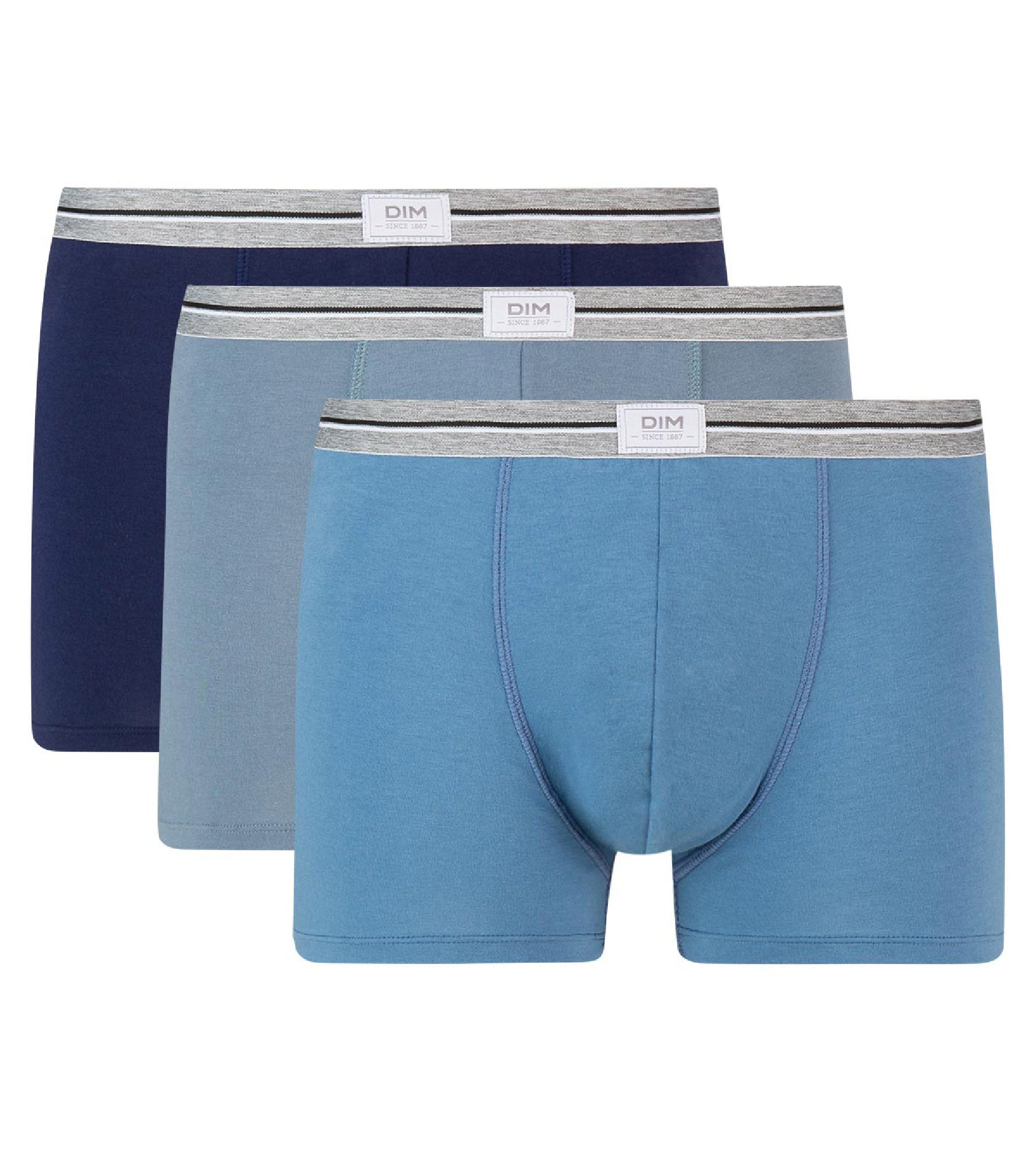 dim-ultra-resist-lot-de-3-boxers-coton-stretch-bleu-jean-gris image 2