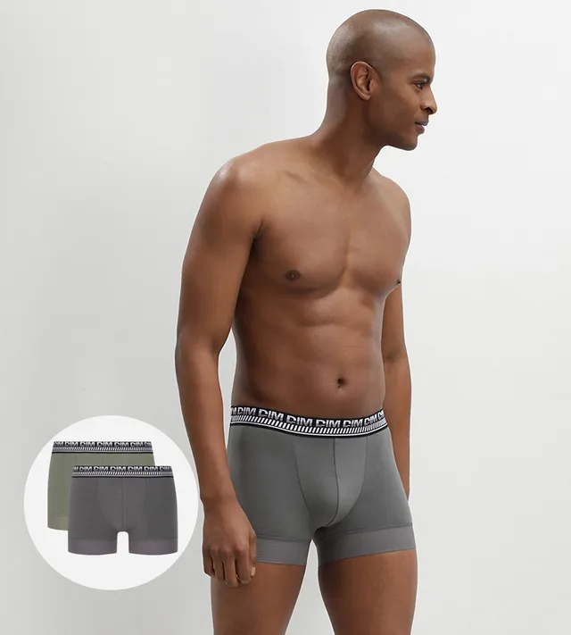 dim-3d-stay-and-fit-lot-de-2-boxers-homme-vert-olive-vert-militaire image 1