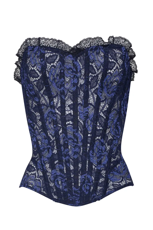 cadolle-malia-corset-bleu-nuit-en-dentelle-fran-aise image 1