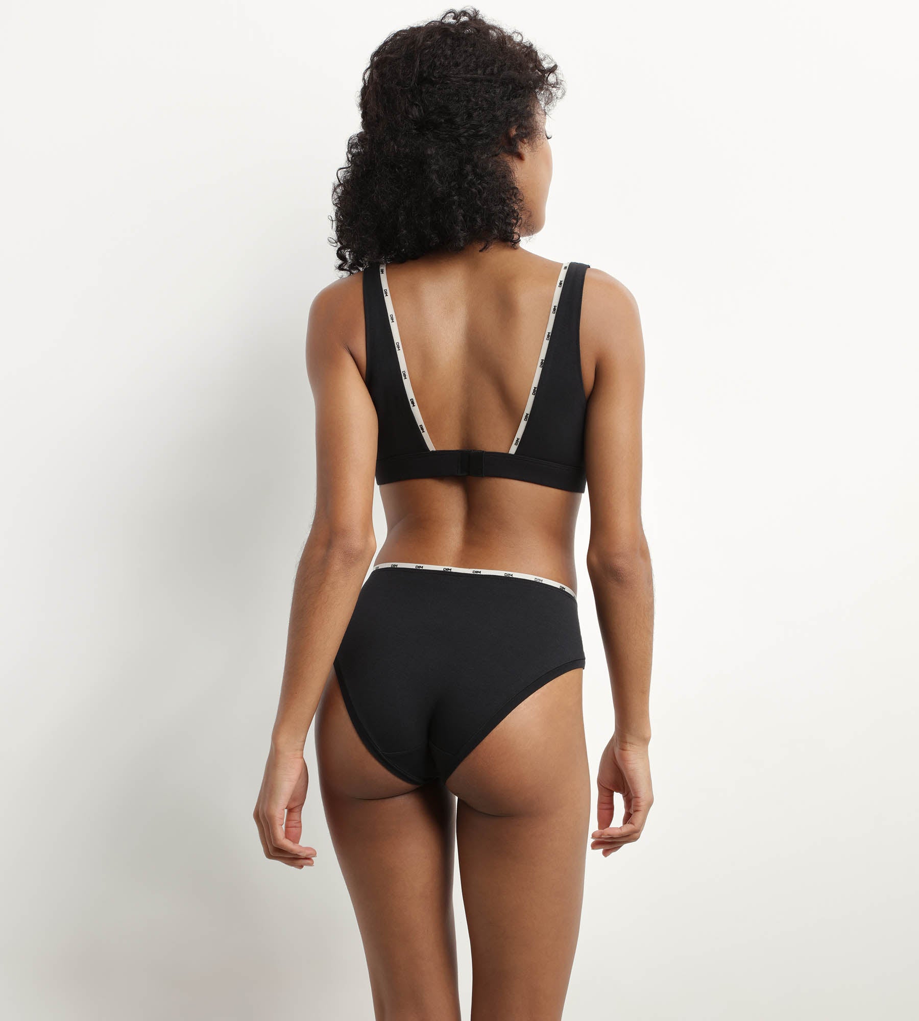 dim-icons-essentiel-slip-femme-coton-modal-noir-galon-beige image 4