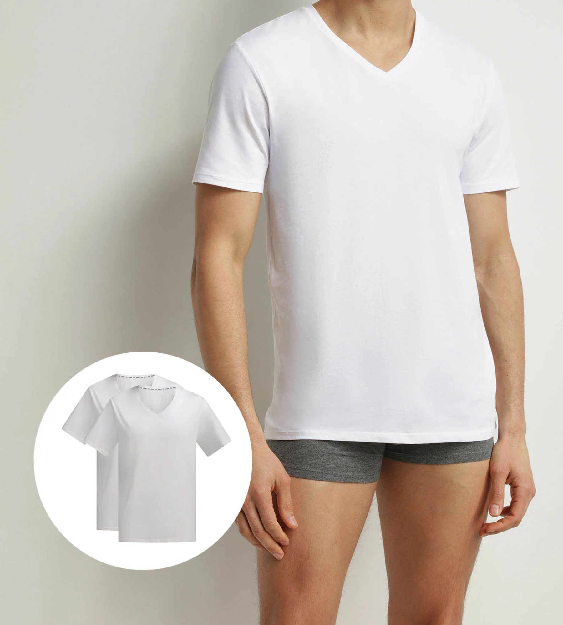 dim-good-lot-de-2-t-shirts-homme-coton-bio-blanc-col-v image 2