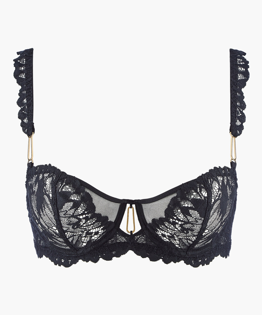 aubade-flowermania-soutien-gorge-demi-bonnets-noir image 1