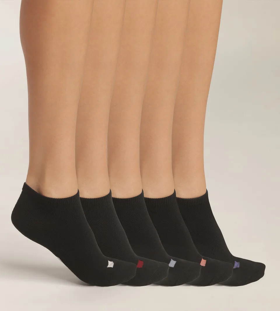 dim-ecodim-lot-de-5-paires-de-socquettes-femme-coton-noir-pastilles image 1