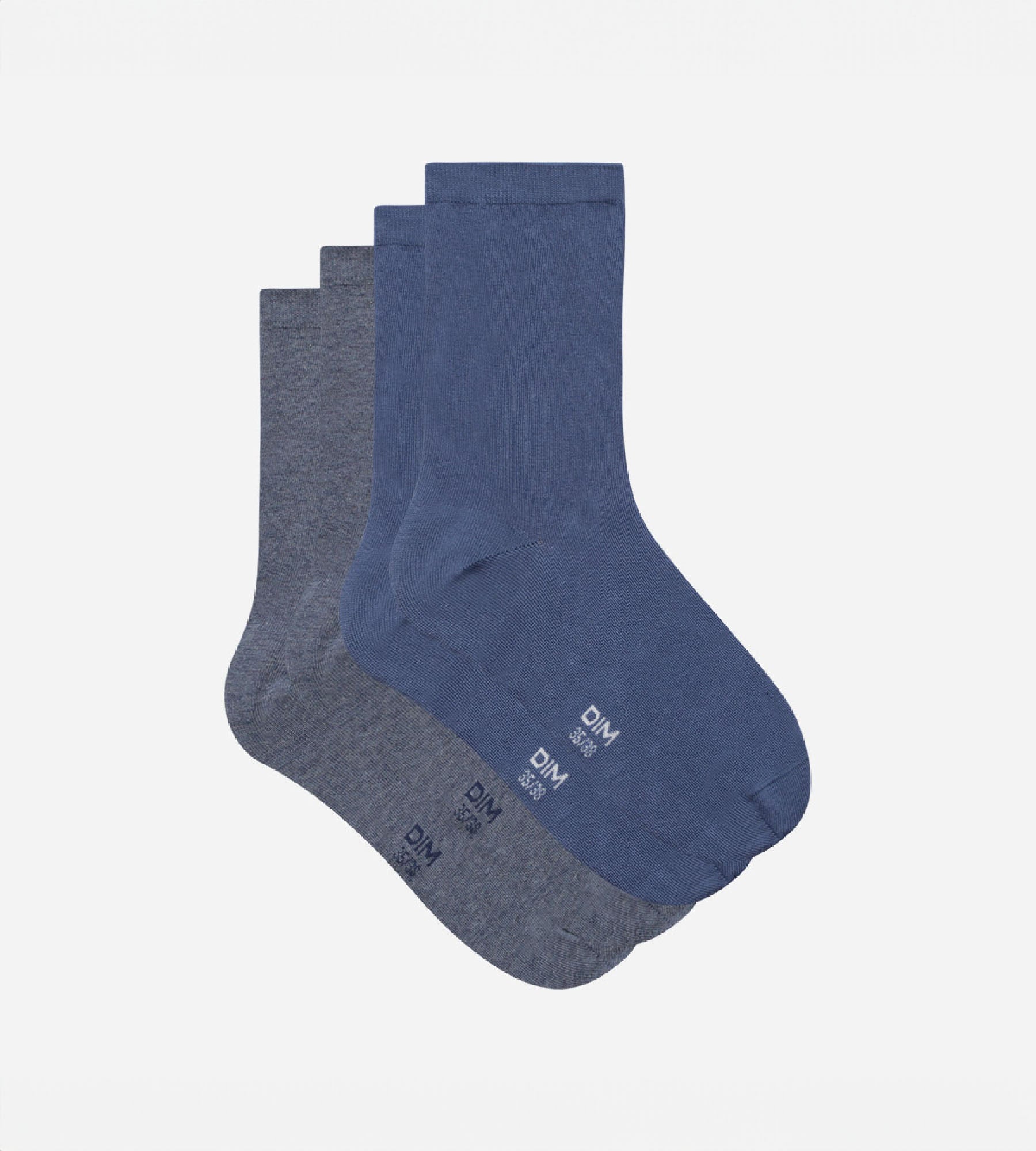 dim-basic-coton-femme-lot-de-2-paires-bleu-gris-clair-chin image 2