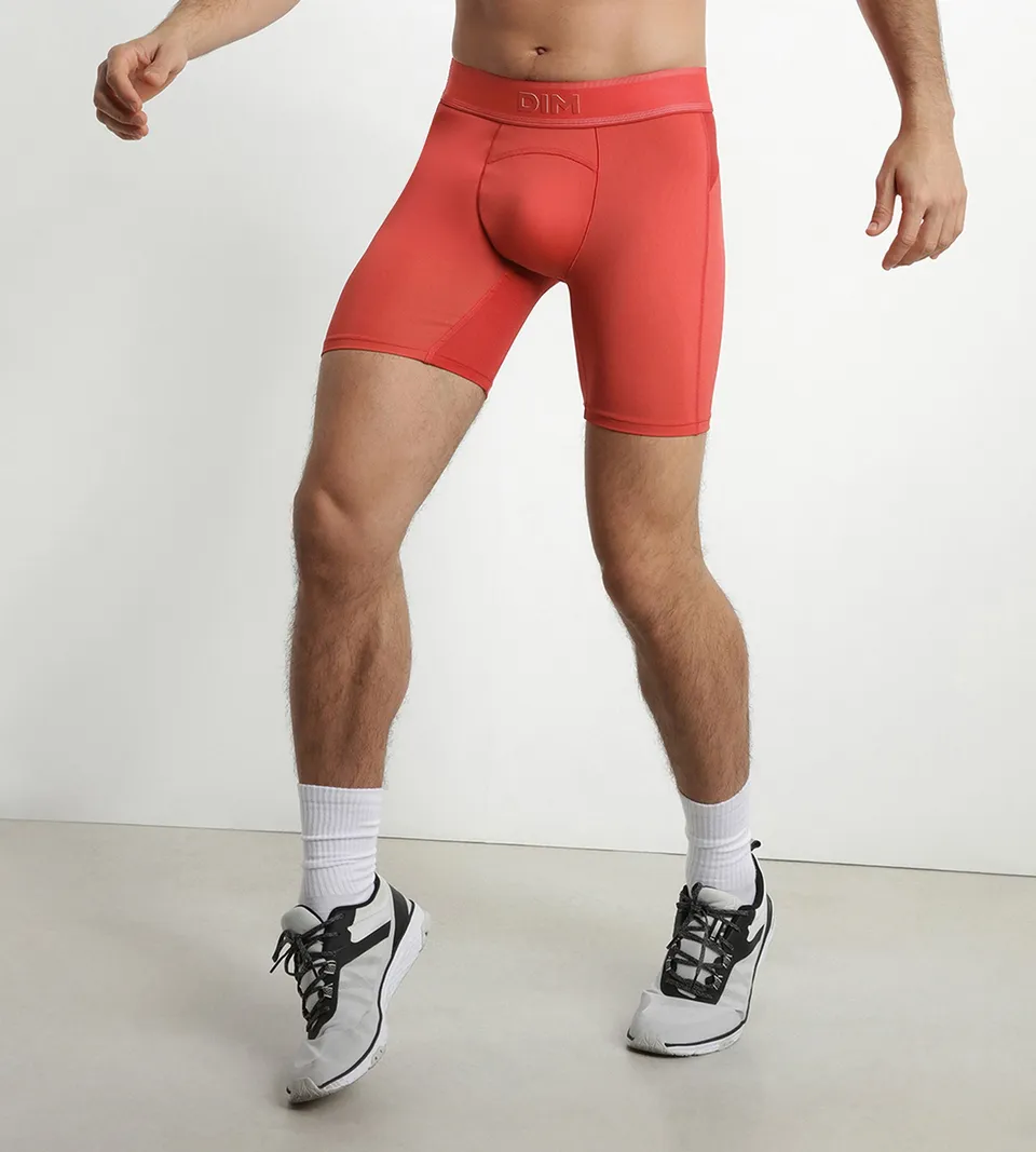 dim-move-boxer-long-sport-homme-microfibre-mesh-rouge-alerte image 1