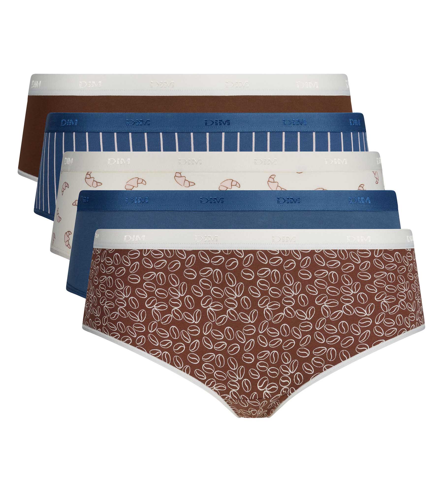 dim-les-pockets-coton-lot-de-5-shortys-d-lice-caf image 5