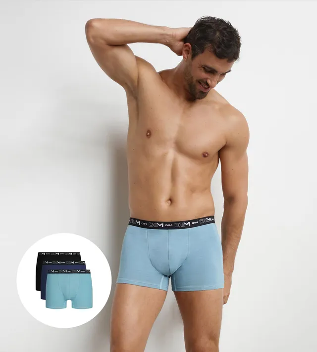 dim-d6596t3-lot-de-3-boxers-homme-coton-stretch-intemporel-bleu-ciel image 1
