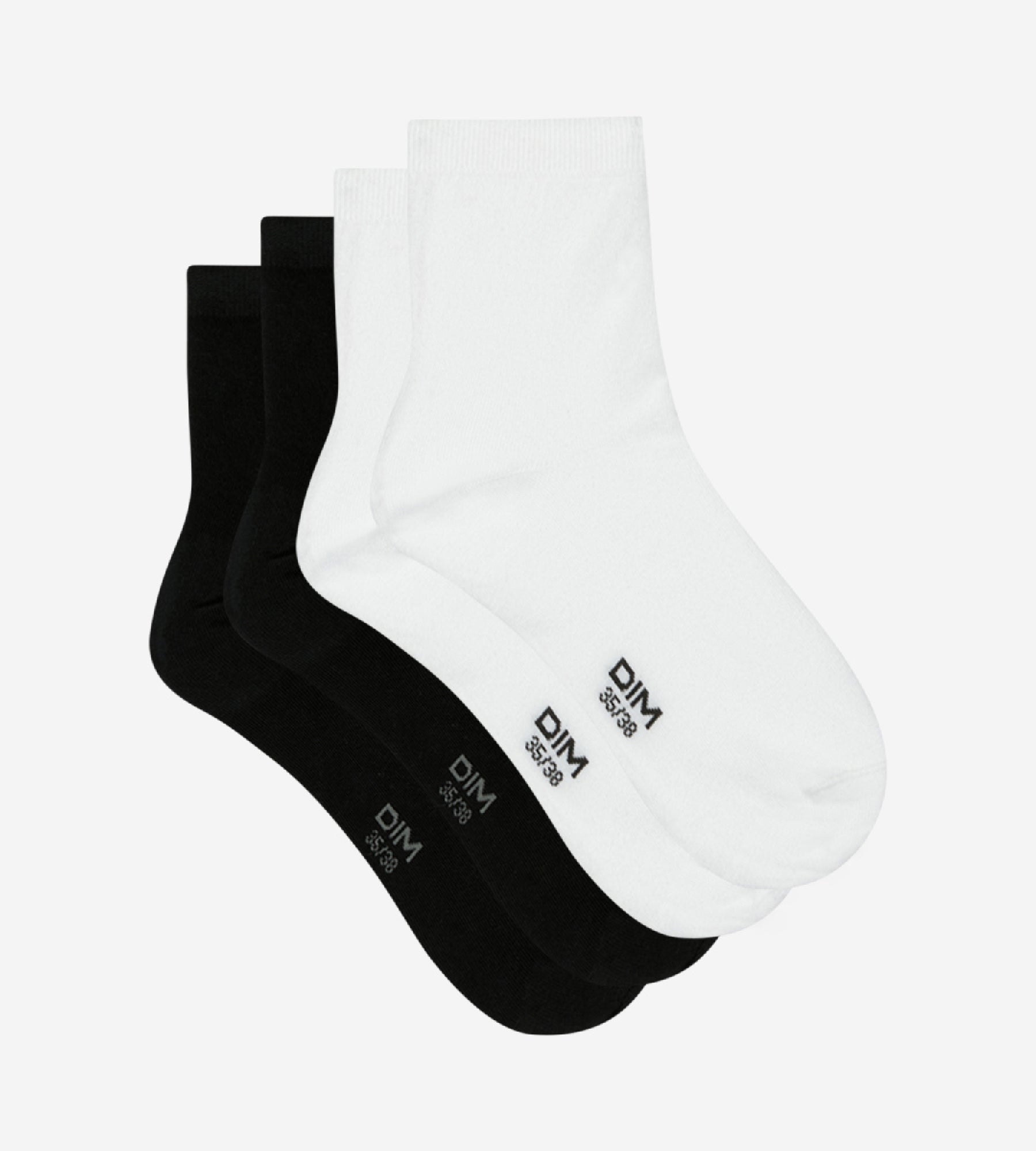 dim-sport-lot-de-2-paires-de-socquettes-coton-blanche-noire-femme image 2