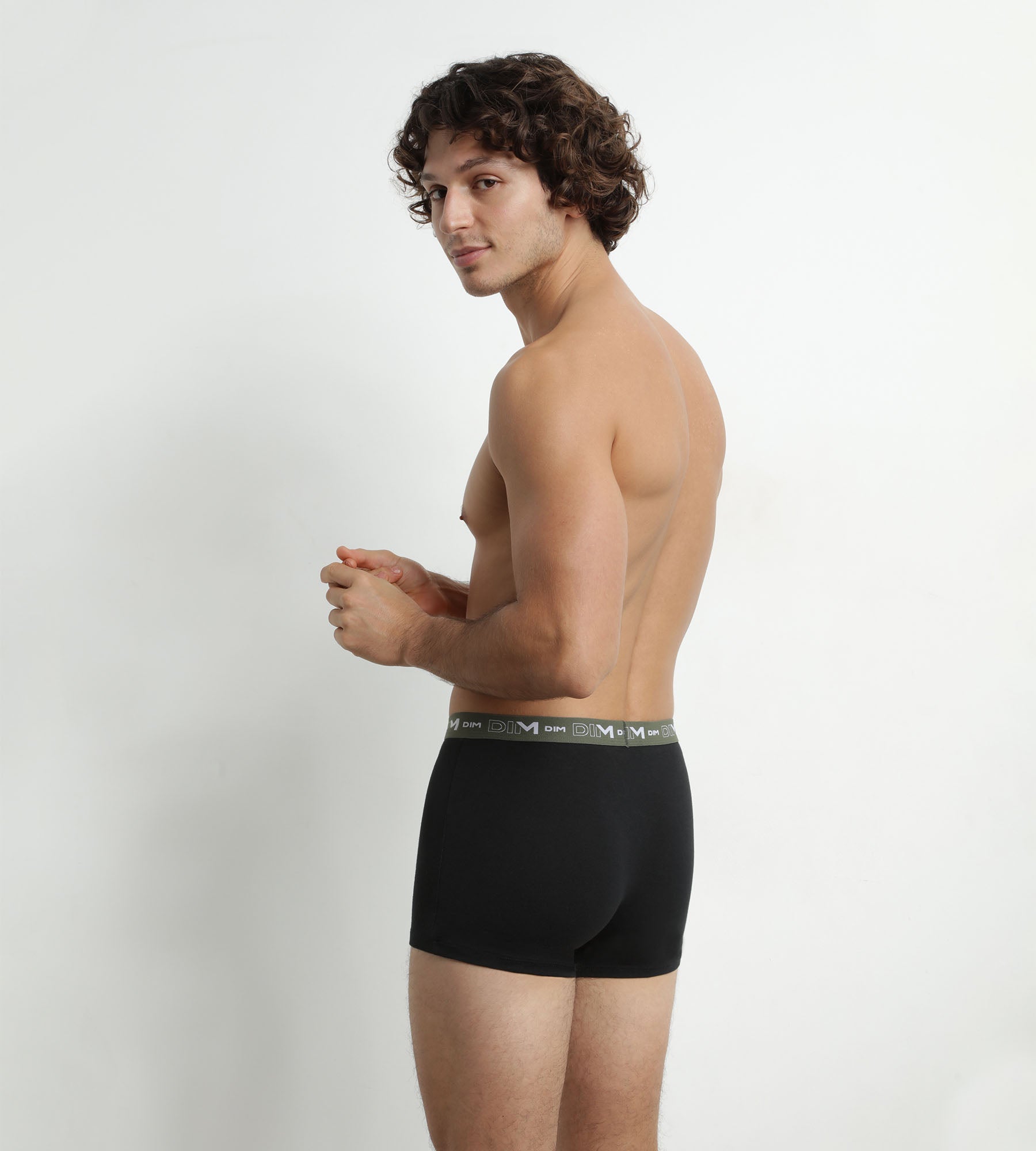 dim-d6596t3-lot-de-3-boxers-homme-coton-stretch-noir-ceinture-bleu-orange-vert image 2