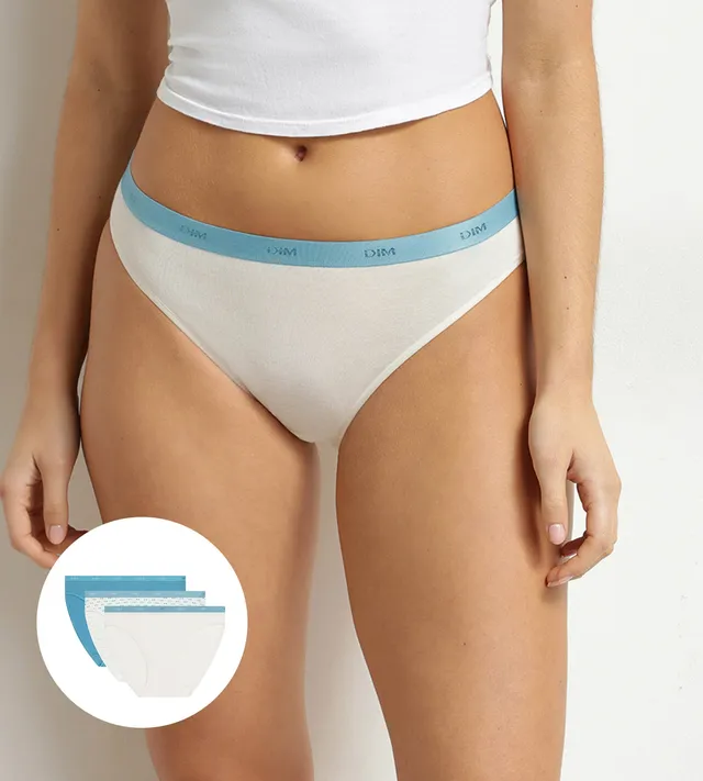 dim-les-pockets-lot-de-3-slips-coton-stretch-n-ud-nacre image 1