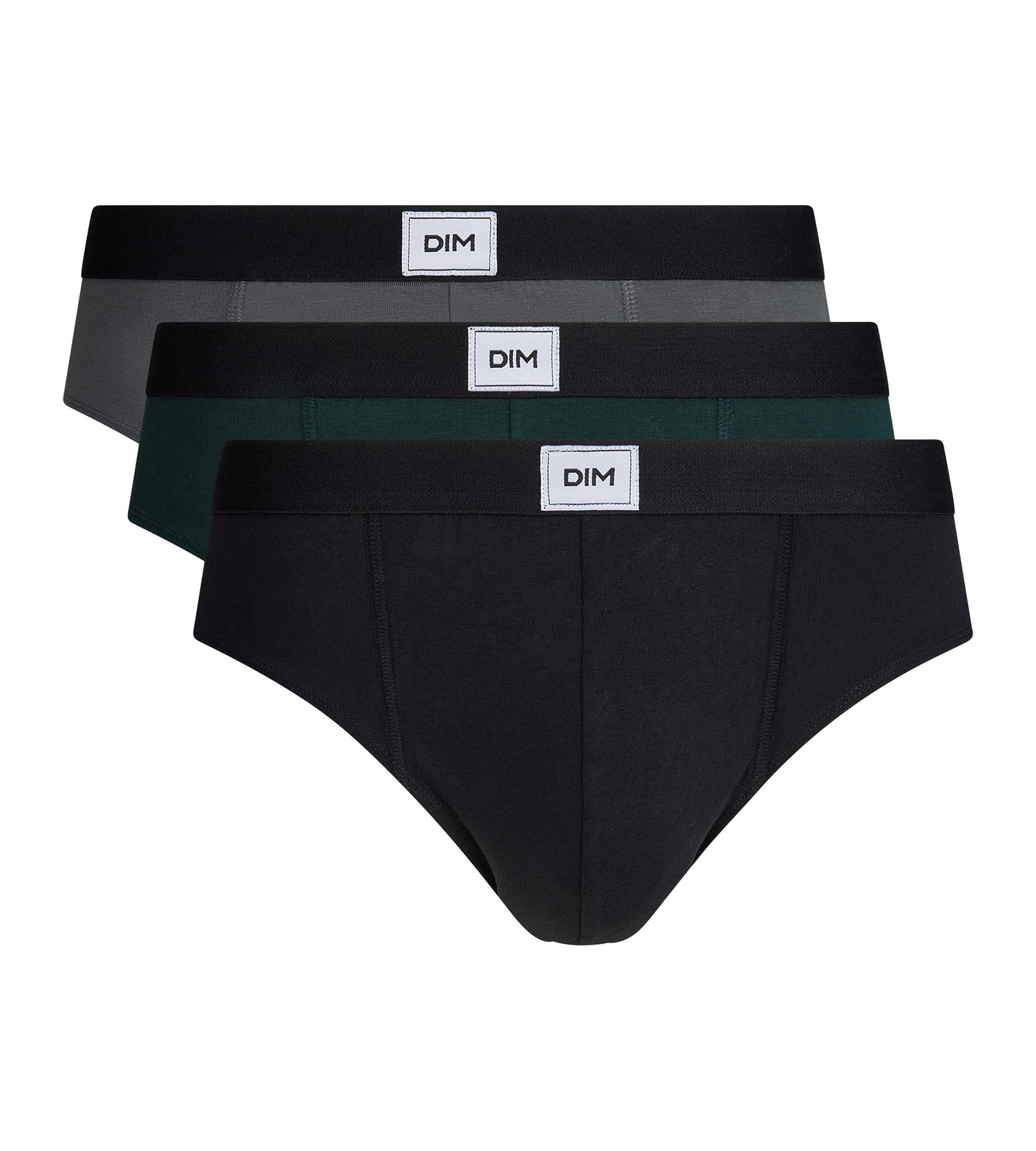 dim-ultra-resist-lot-de-3-slips-homme-noir-vert-gris image 3