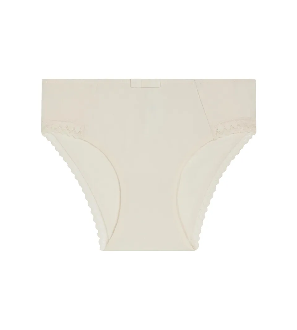 dim-daily-culotte-fille-microfibre-et-dentelle-ivoire image 1
