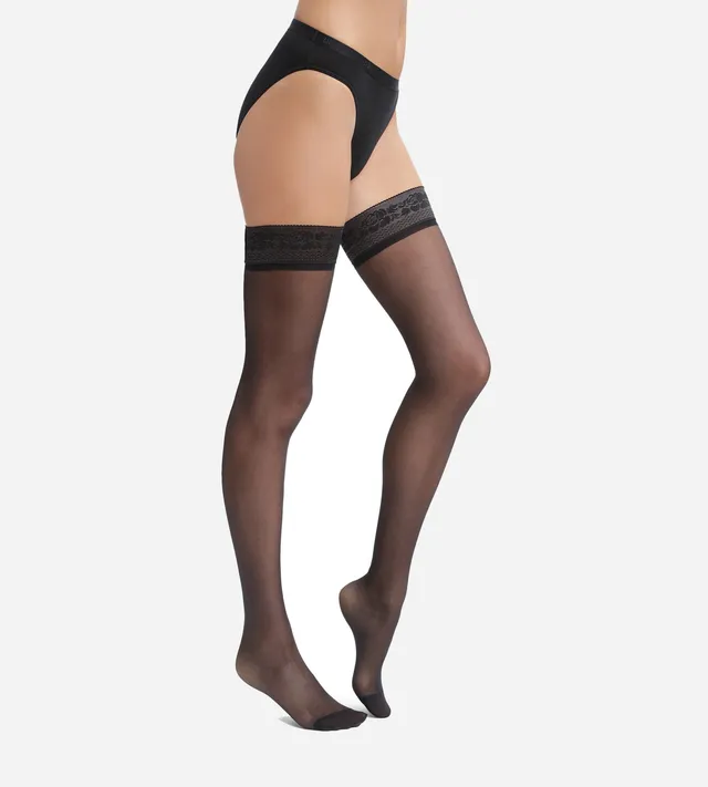 dim-up-beauty-bas-femme-voile-transparent-noir-dentelle image 1