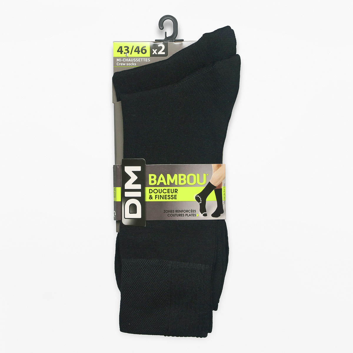 dim-lot-de-2-paires-chaussettes-homme-noir-bambou-maille-fine image 4