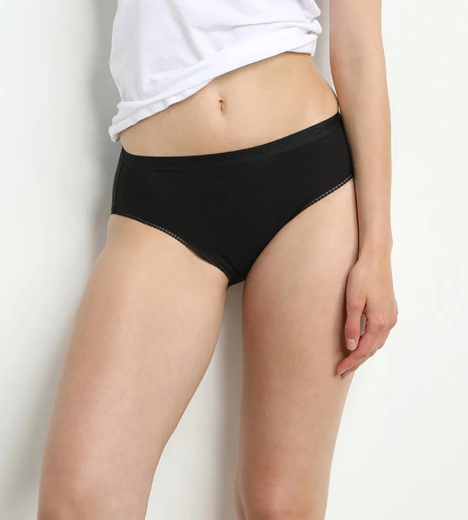 dim-lot-de-2-slips-noirs-midi-femme-pur-coton image 1