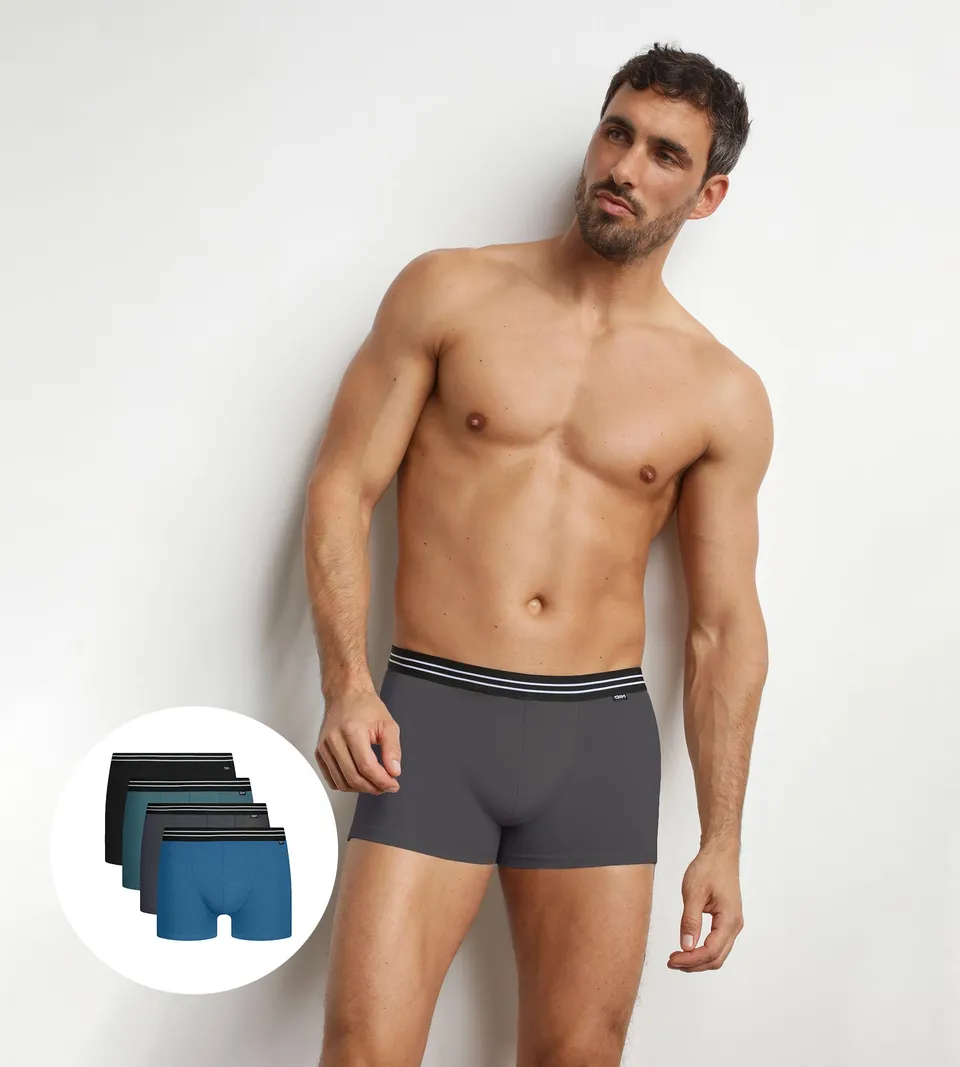 dim-lot-de-4-boxers-homme-ecodim-coton-stretch-rivi-re-bleu image 1