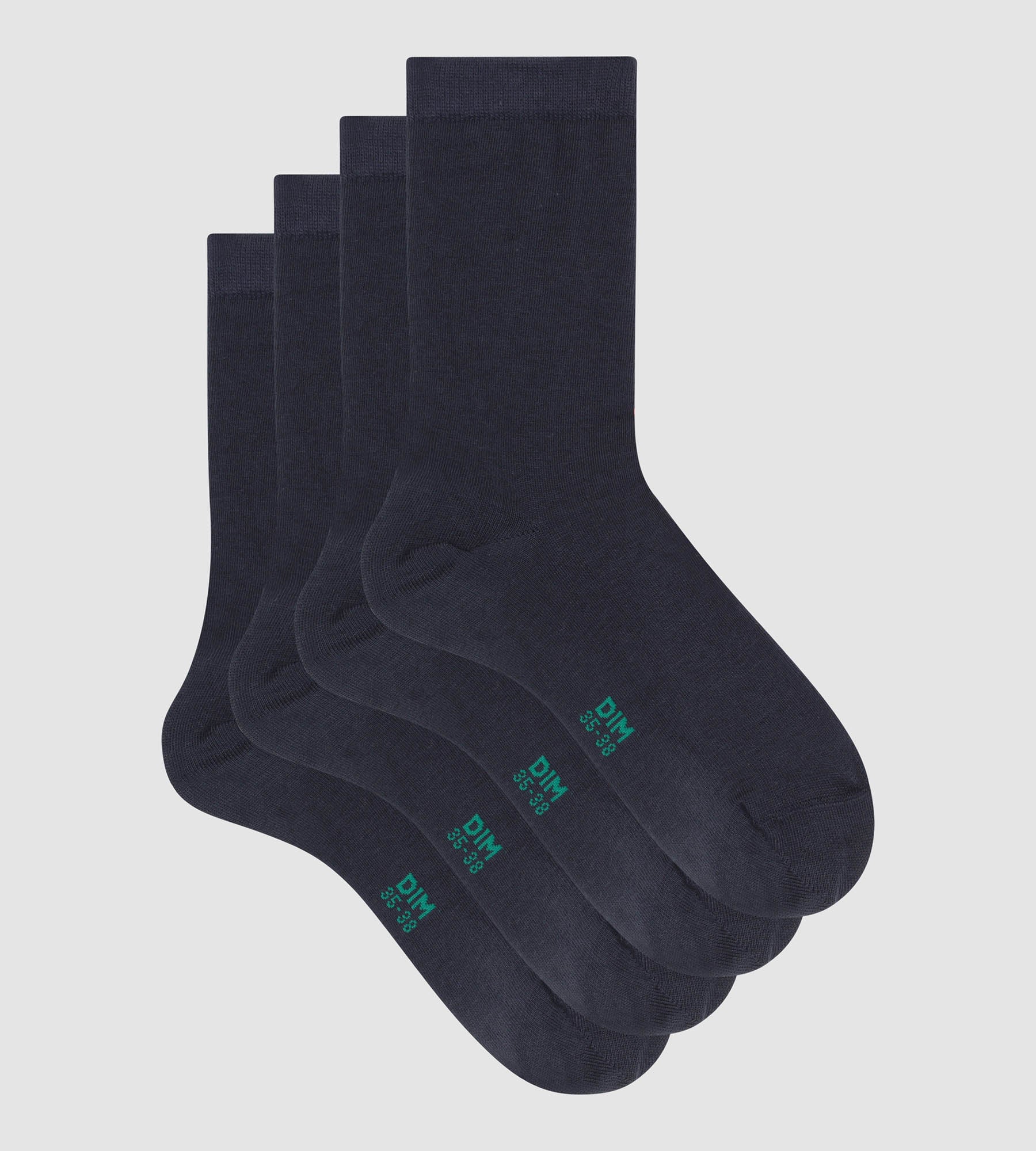 dim-good-lot-de-2-paires-de-chaussettes-femme-coton-bio-bleu-marine image 2