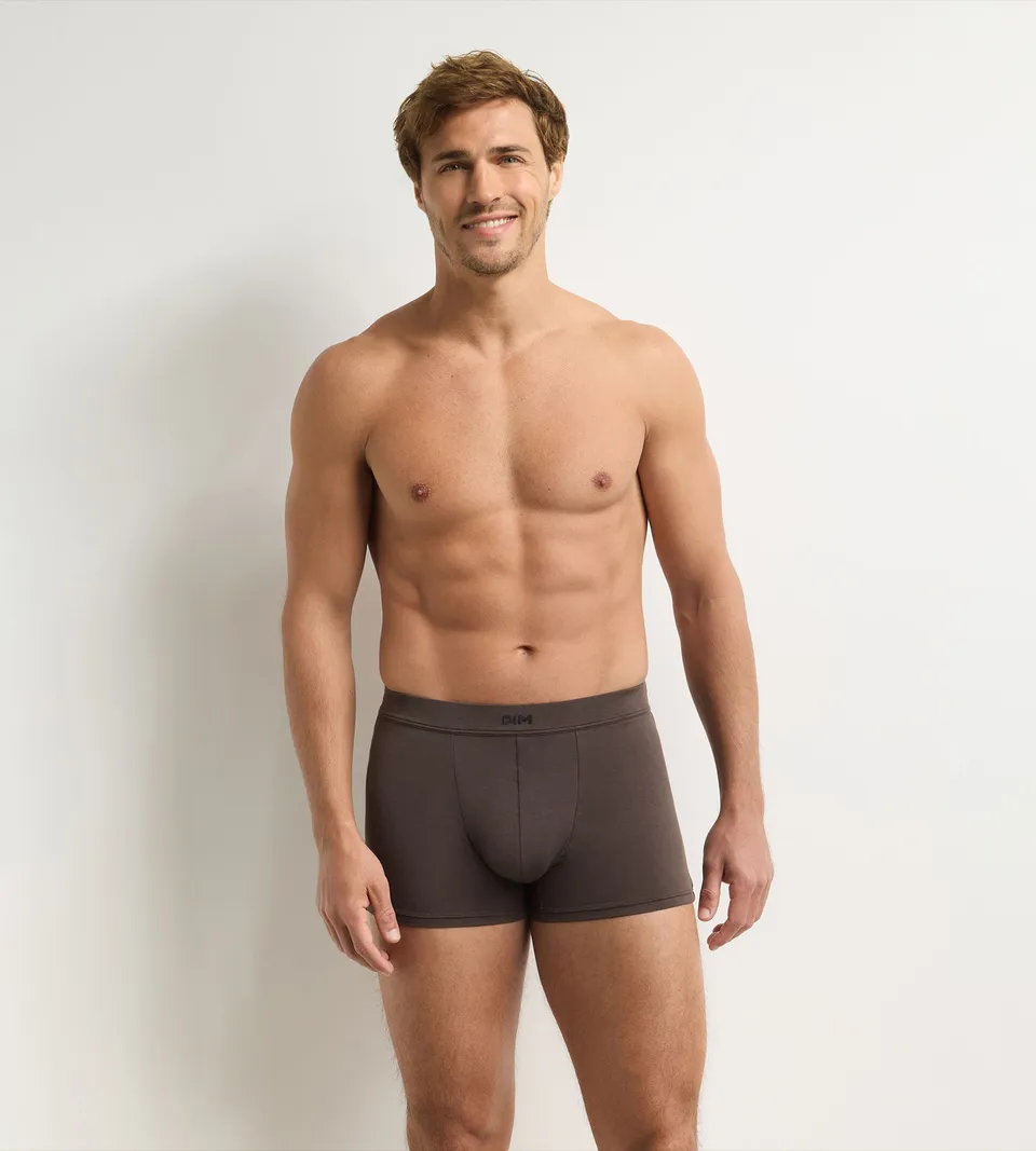 dim-gentleman-boxer-homme-modal-coton-chocolat-profond image 1
