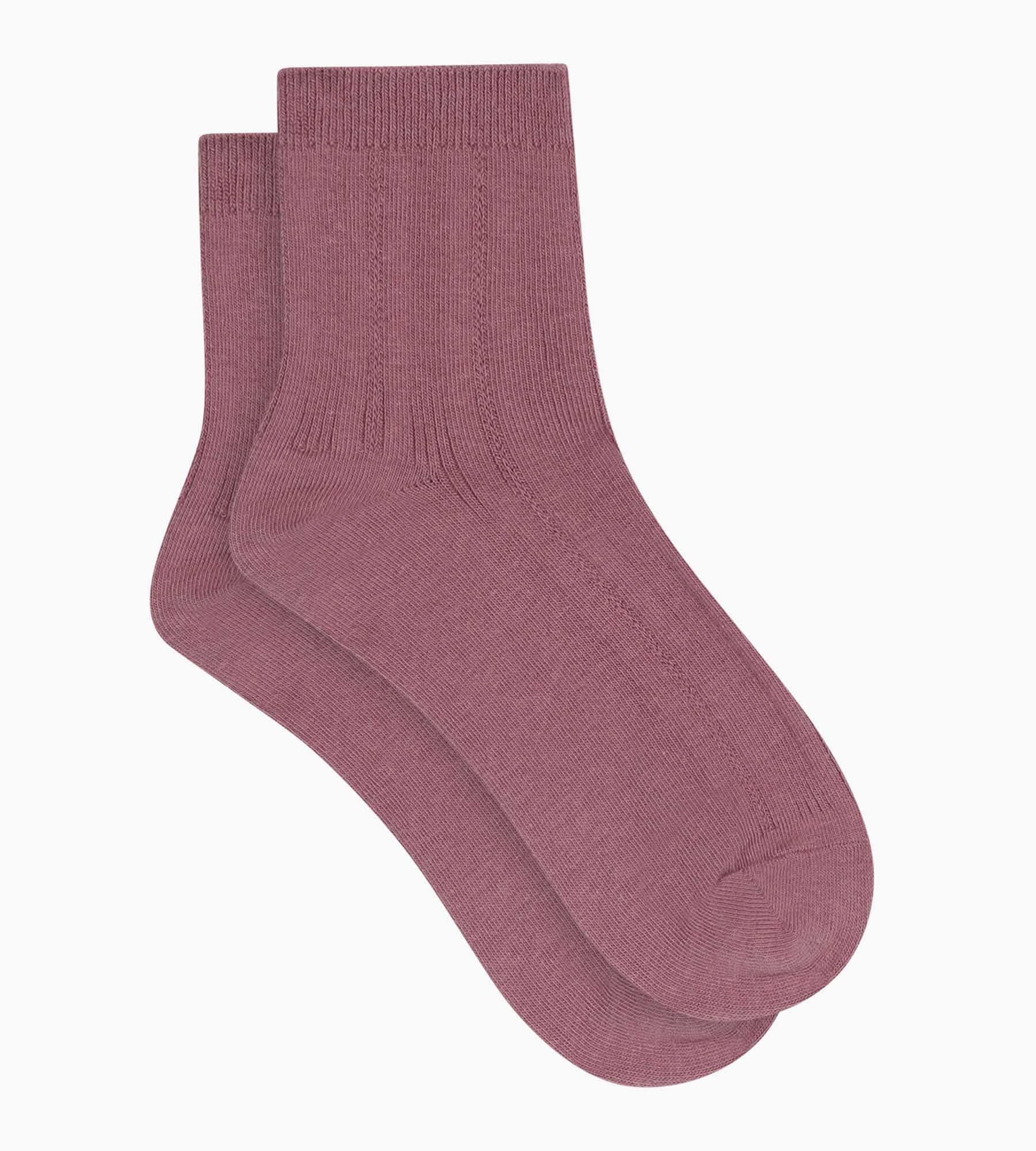dim-la-mode-chaussettes-femme-coton-pointelle-vieux-rose image 2
