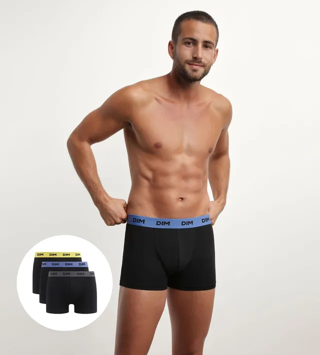 dim-mix-colors-lot-de-3-boxers-homme-noir-ceinture-mimosa-lila image 1