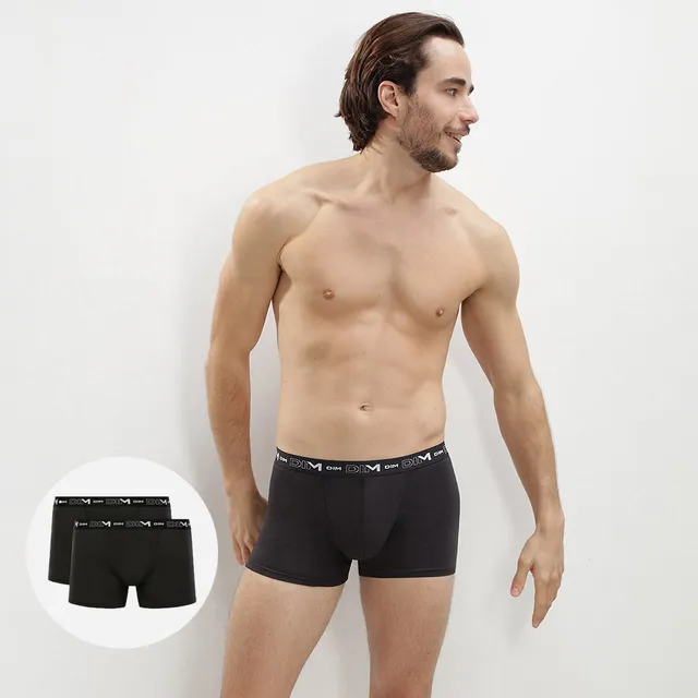 dim-lot-de-2-boxers-homme-coton-stretch-noirs-d6596t2 image 1