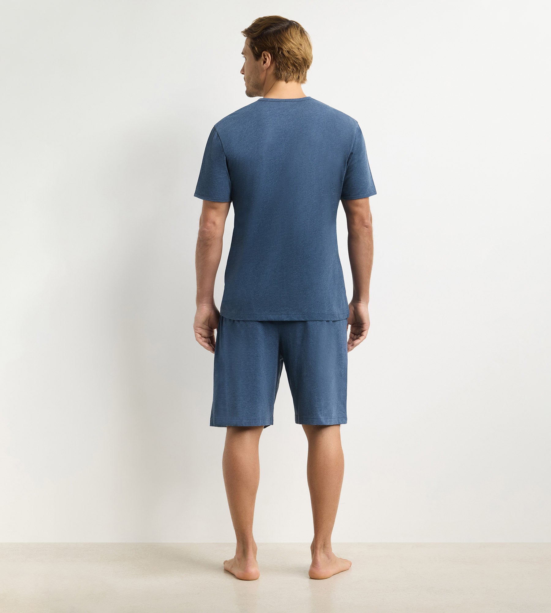 dim-homme-jersey-ensemble-pyjama-short-bleu-m-lange image 2