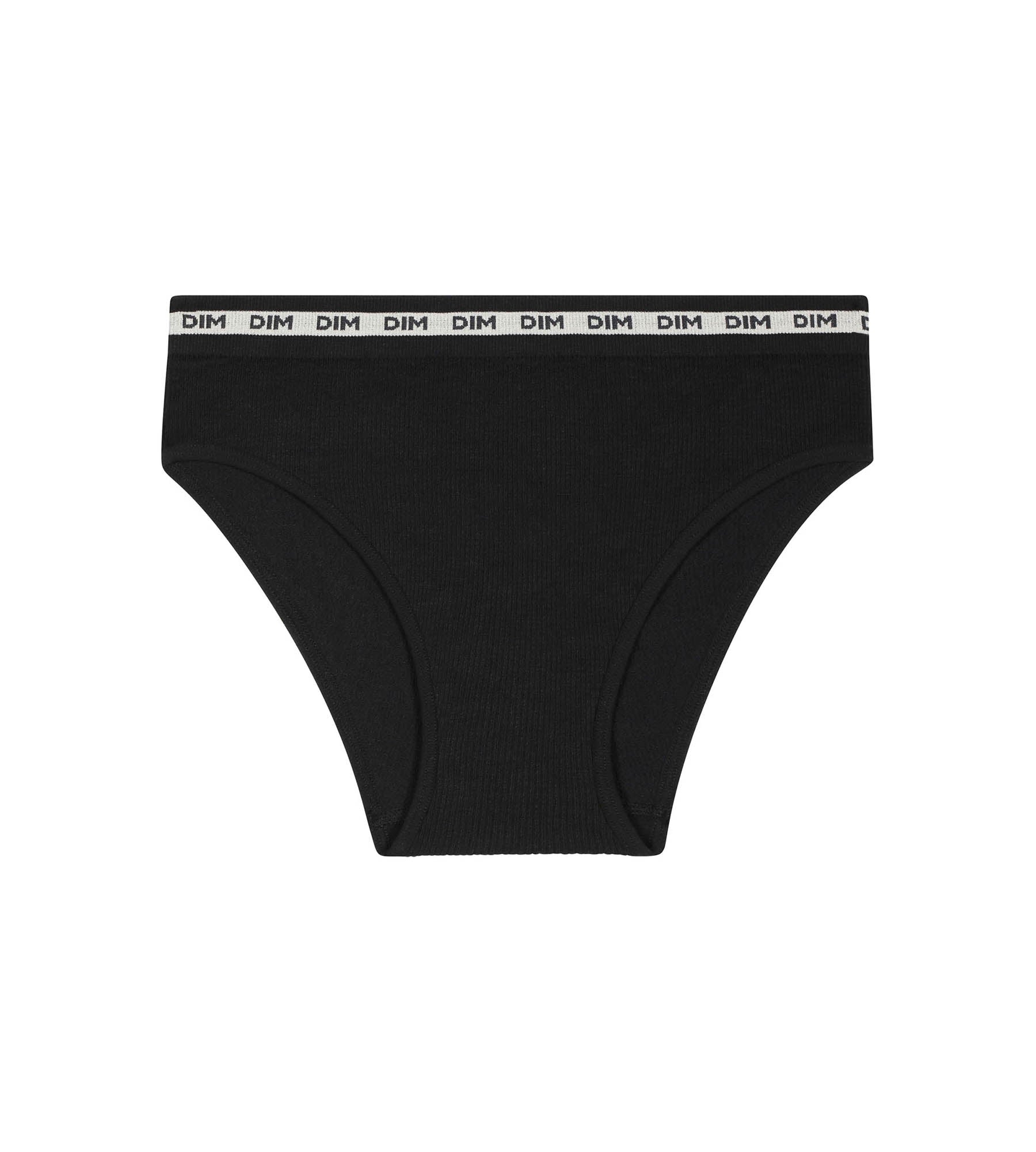 dim-icons-slip-fille-tissu-c-tel-noir-ceinture-beige image 1