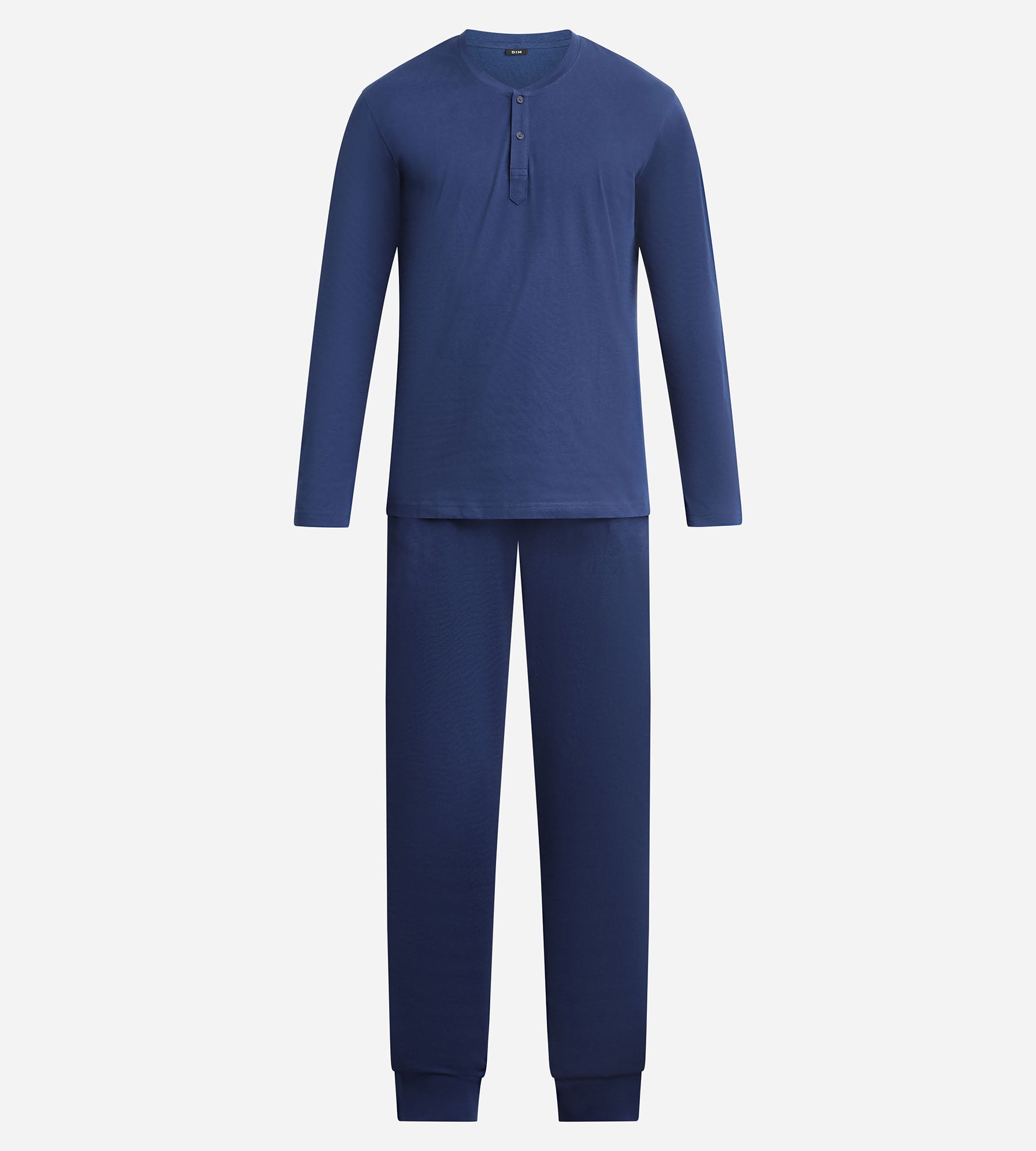 dim-nightwear-ensemble-pyjama-jogger-col-serafino-bleu-nuit-homme image 4