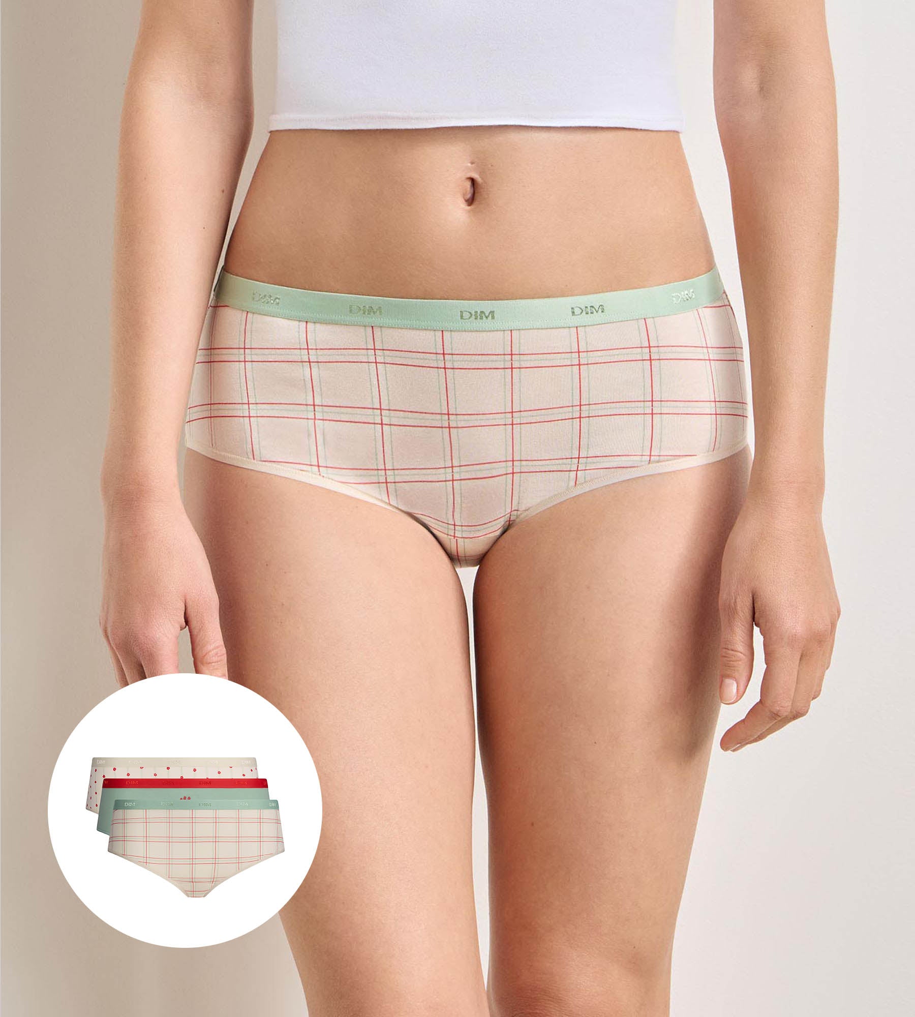 dim-les-pockets-lot-de-3-shortys-coton-fleurs-douces image 1