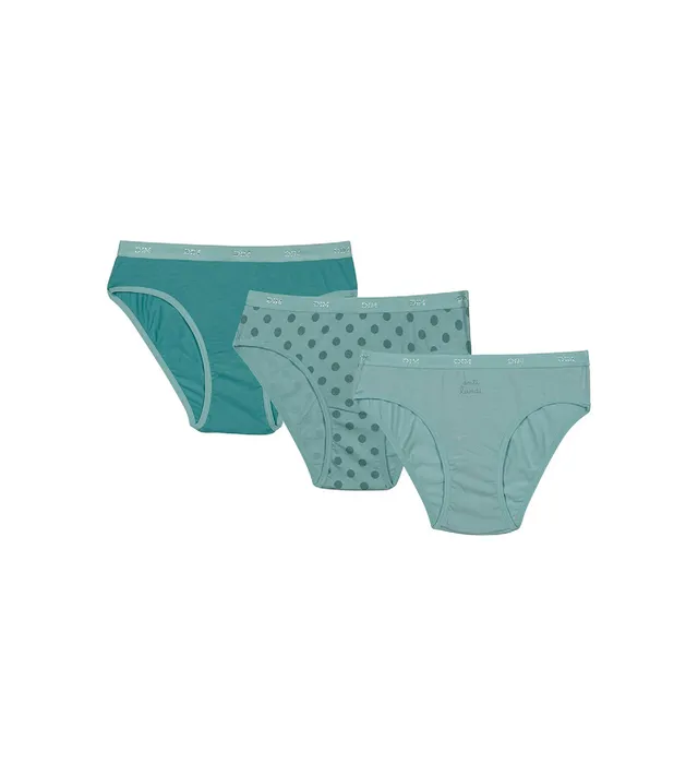 dim-les-pockets-lot-de-3-culottes-fille-coton-stretch-vert-d-eau-pois image 1