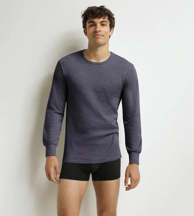 dim-thermal-t-shirt-thermique-homme-coton-gris-bleut-manches-longues image 1